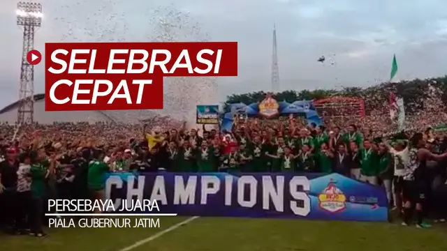 Berita video Persebaya Surabaya harus melakukan selebrasi yang terhitung cukup cepat saat di podium juara Piala Gubernur Jatim 2020, Kamis (20/2/2020).