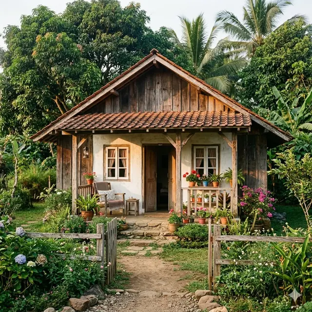 Desain Rumah Kampung Gaya Cottage