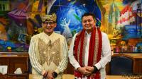 Kepala BNPT Komjen Pol Rycko Amelza Dahniel&nbsp;beraudensi dengan Menteri Pariwisata dan Ekonomi Kreatif (Menparekraf) Sandiaga Uno guna menjalani komitmen penuhi standar pengamanan di sektor pariwisata. (Istimewa)