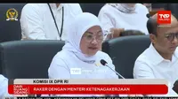 Menteri Ketenagakerjaa (Menaker) Ida Fauziyah dalam Rapat Kerja dengan Komisi IX DPR RI, Selasa (14/11/2023).