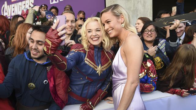 Brie Larson dalam penayangan perdana Avengers: Endgame di Los Angeles  Convention Center Senin, 22 April 2019. (Chris Pizzello/Invision/AP)