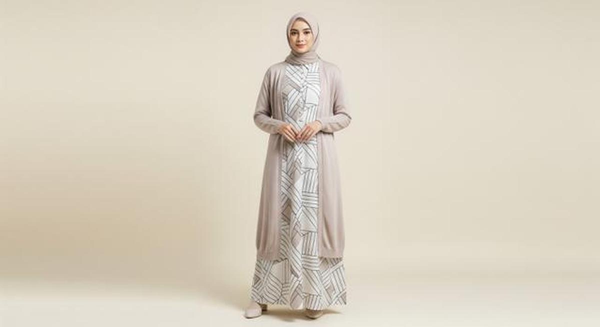8 Model Gamis Kombinasi Cardigan Terbaru di 2025, Nyaman dan Stylish