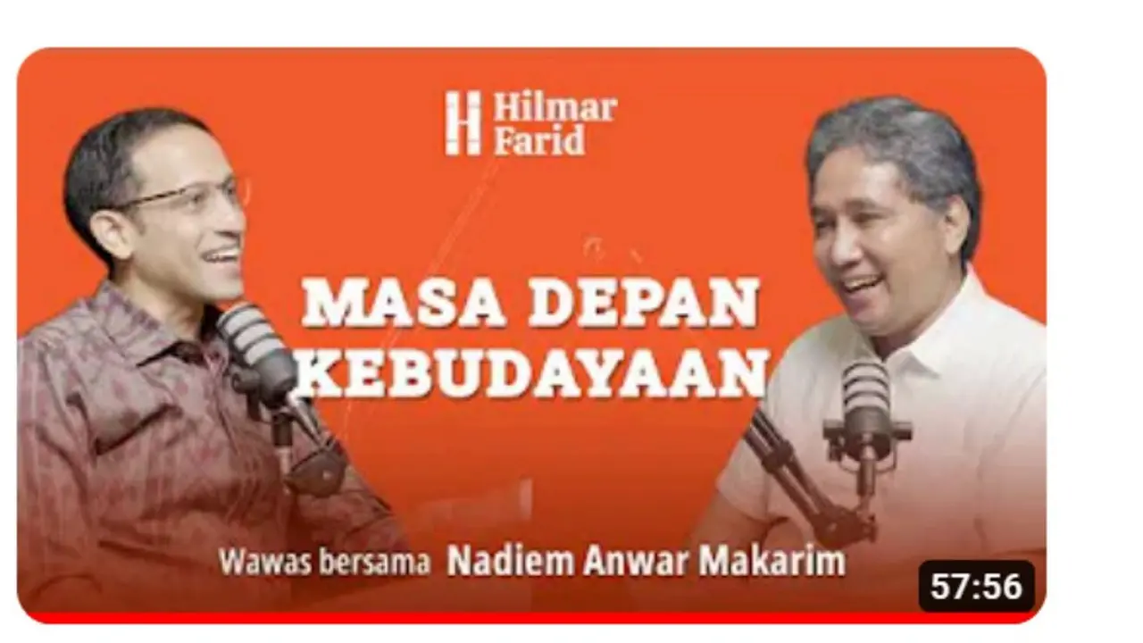 Mendikbudristek RI Nadiem Makarim dalam diskusi 'Kultur Wawas bersama Hilmar Farid bertajuk Menjawab Tantangan Masa Depan Kebudayaan Indonesia'.