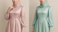 Model Long Dress Muslim Satin Silk yang Lagi Tren (AI)
