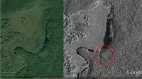 Kota suku Maya ditemukan lewat citra satelit. (Sumber Google Earth)