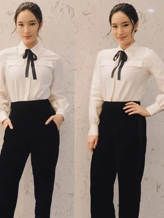 Gaya monokrom yang dikenakan Tatjana Saphira kali ini juga keren banget. Dengan gaya vintagenya, penampilan Tatjana terlihat unik dan keren banget. (Instagram/tatjanasaphira)