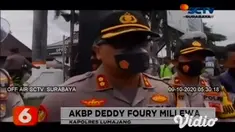 Ribuan mahasiswa dan buruh yang tergabung dalam Aliansi Lumajang berdemonstrasi tolak omnibus law di depan Kantor DPRD Lumajang. akibatnya tiga polisi serta seorang mahasiswa terluka.