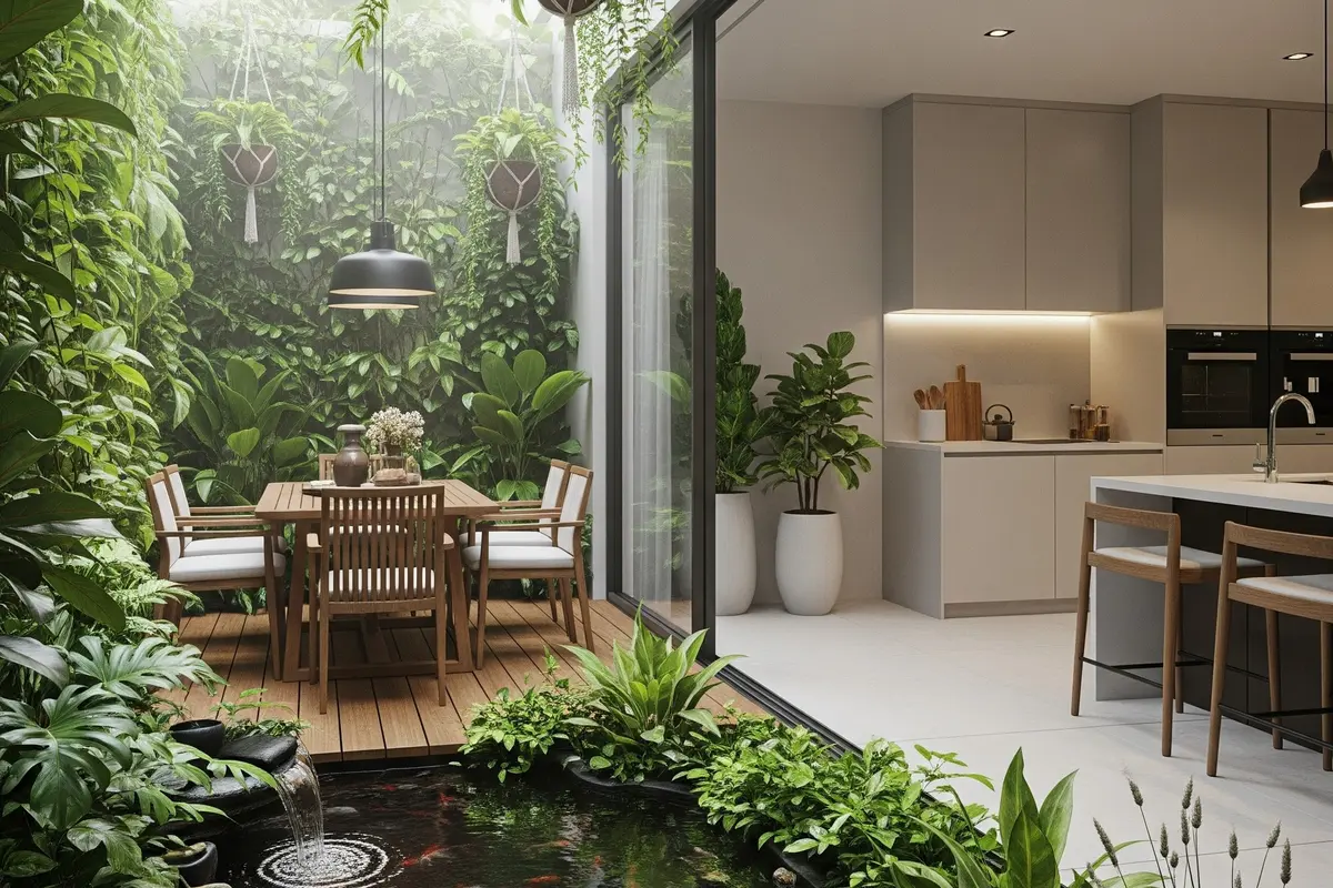 Inspirasi Teras Mini Dekat Dapur Rumah (Image by Gemini AI)