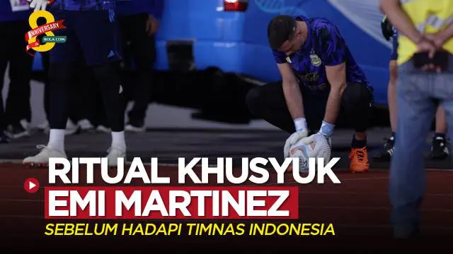 Berita video momen kiper timnas Argentina, Emiliano Martinez, melakukan ritual secara khusyuk jelang laga melawan timnas Indonesia, Senin (19/6/2023).