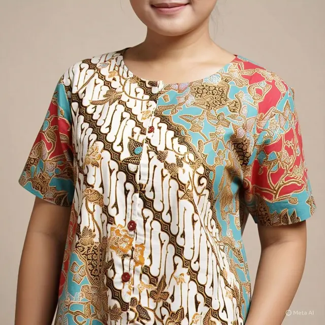 Blouse Batik Raglan dengan Motif Halus