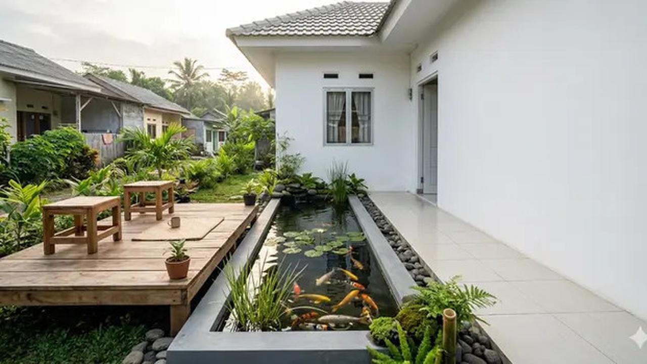 5 Inspirasi Model Kolam Ikan Memanjang di Samping Rumah Subsidi yang Menenangkan