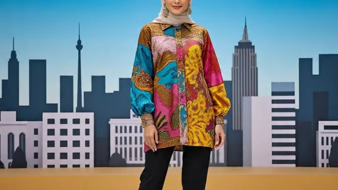 Model Batik Muslim Kekinian yang Bisa Dipakai Santai Sehari-hari/ Ilustrasi gambar oleh AI