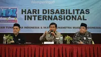 Sekjen Kemendagri, Suhajar pada Lokakarya Wawasan Kebangsaan dalam rangka Memperingati Hari Disabilitas Internasional di Hotel Balairung, Jakarta, Jumat (2/12/2022).