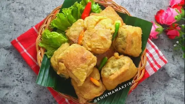 Tahu isi daun singkong pedas dari tepung beras