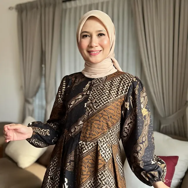 Model Lengan Balon (Puff Sleeve) Warna Gelap