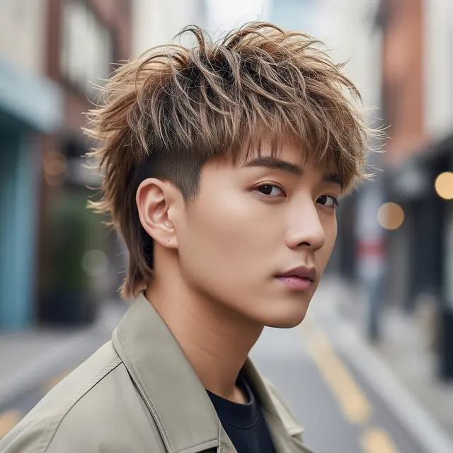 Model Rambut Pria Korea Mullet Pendek (Image by Gemini AI)
