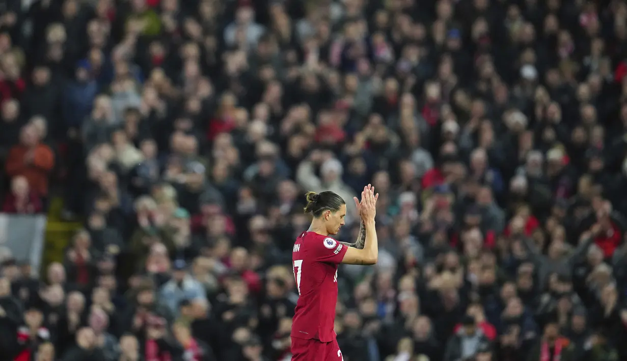 Skor 1-0 untuk kemenangan Liverpool tak berubah hingga akhir laga. The Reds kini menempati urutan ketujuh dengan raihan 16 poin. (AP/Jon Super)