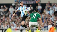 Lionel Messi mencetak tiga gol dan dua assist, alias nyaris berperan aktif dalam seluruh gol. (AP Photo/Natacha Pisarenko)