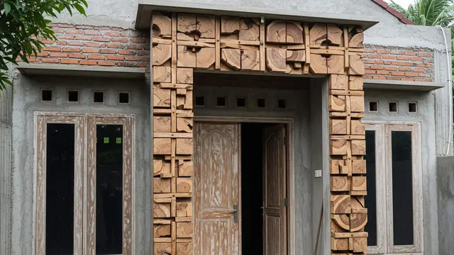 Desain Rumah Tumbuh dengan Pintu dari Papan Cor Bekas