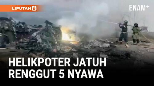 Tragis, Helikopter Militer Rusia Jatuh di Tepi Laut Kaspia