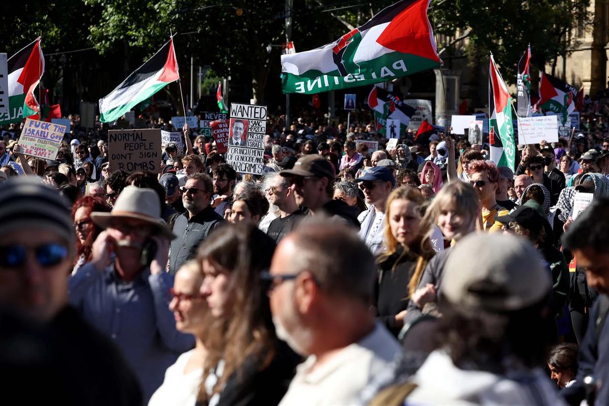 FOTO: Gelombang Protes Sambut Kedatangan Presiden Israel di Melbourne