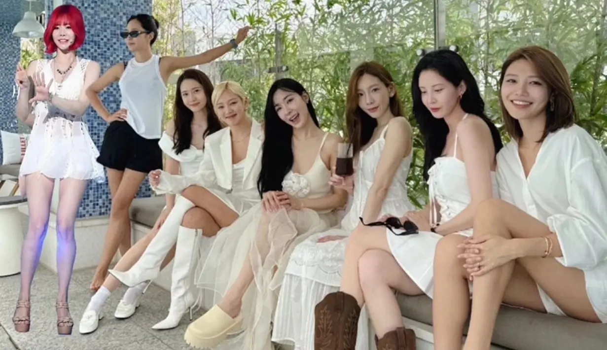 Merayakan anniversary debut ke-17, ketujuh member SNSD terlihat berkumpul bersama. Sayangnya, satu anggota yaitu Sunny tidak dapat hadir karena sedang berada di luar negeri. Oleh karena itu, para member akhirnya sepakat mengedit foto yang diunggah dengan Sunny yang berada di sebelah Yuri. (Liputan6.com/IG/@515sunnyday)