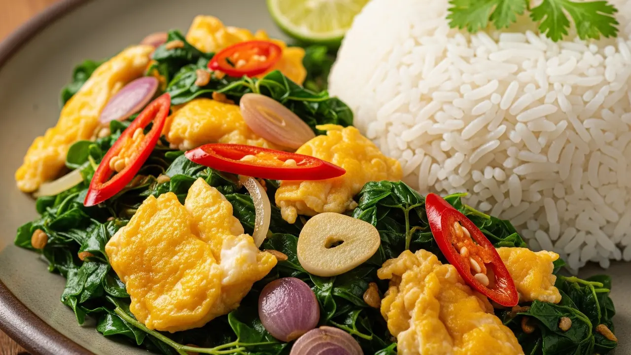 Resep Tumis Daun Kelor dan Telur Orak-arik (Image by Gemini AI)