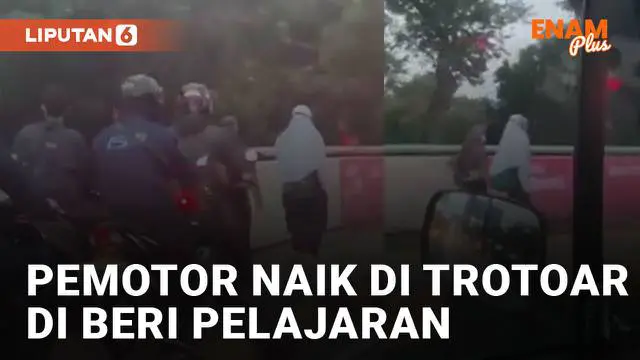 Aksi pemotor paksa melewati trotoar dihadang oleh dua pejalan kaki mengundang perhatian