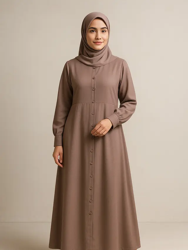 Model Gamis Wanita Sederhana yang Syari Tapi Tetap Elegan/ Ilustrasi AI