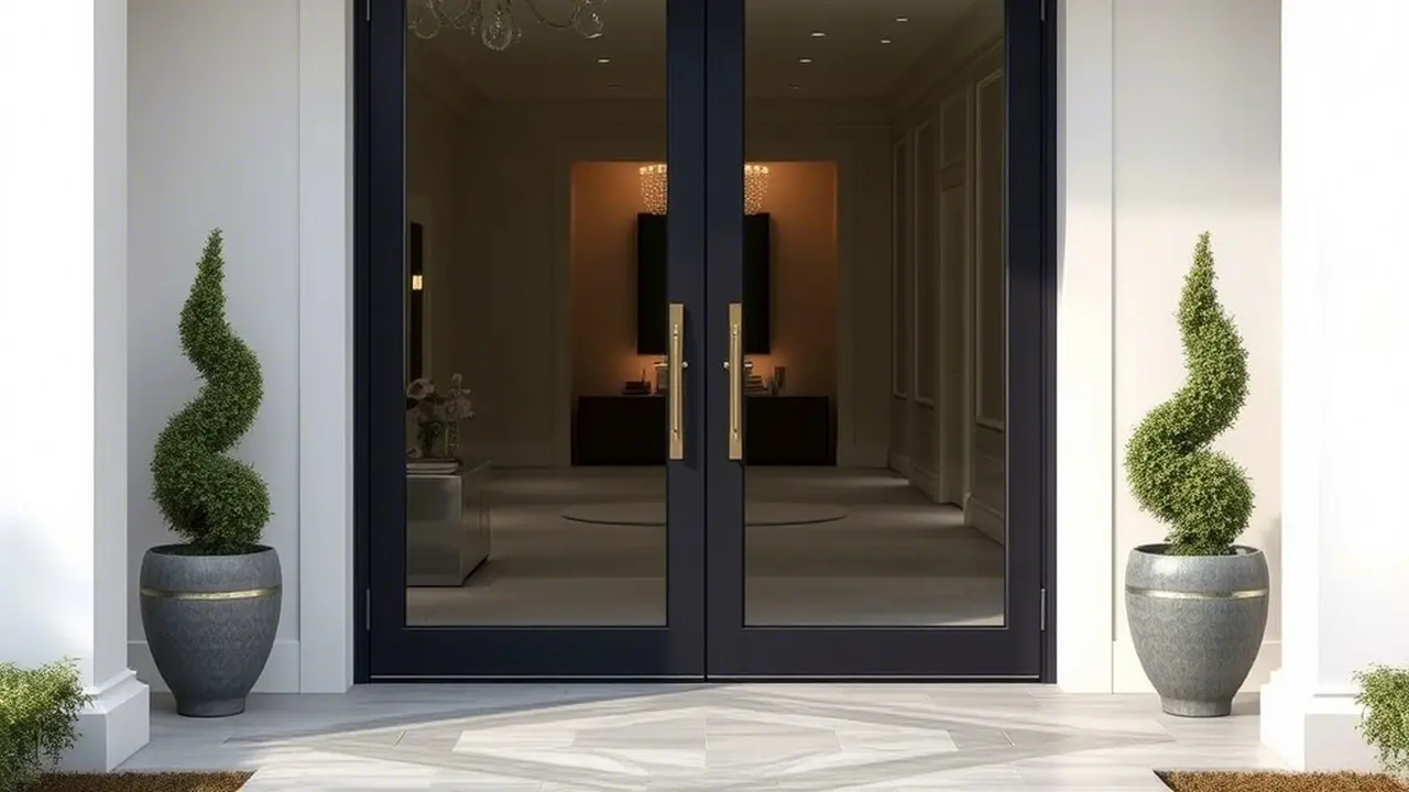 Model Pintu Depan Rumah Kaca: Pintu Kaca Double Swing Elegan