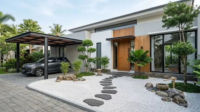 Carport dan Taman Kering