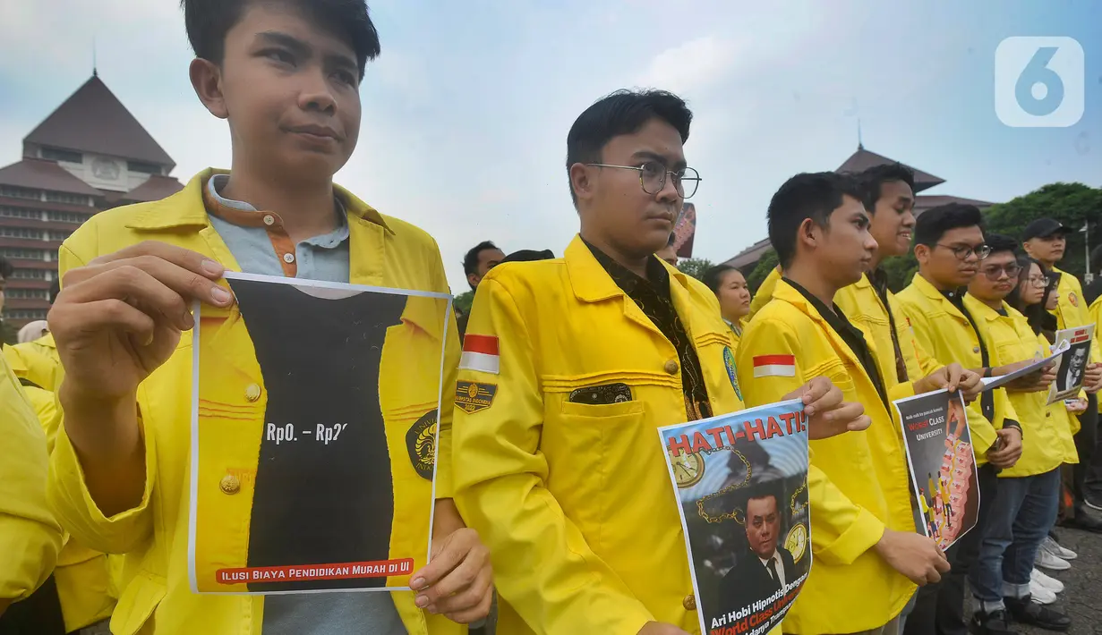 Mereka mengkritisi biaya operasional pendidikan (BOP) di UI yang tinggi pada mahasiswa baru yang diterima lewat jalur Seleksi Nasional Berdasarkan Prestasi (SNBP). (merdeka.com/Arie Basuki)