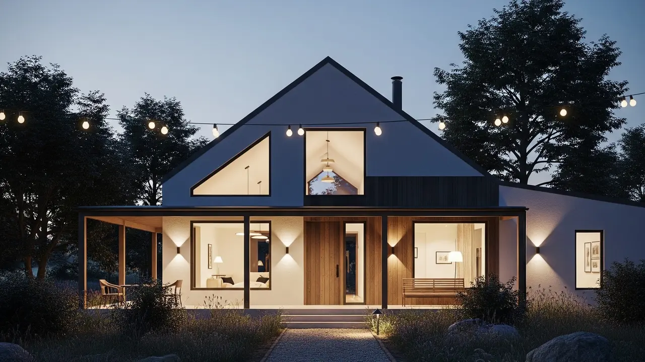 Desain Rumah Desa dengan Lampu Temaram Estetik