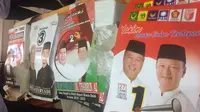 Alat Peraga Kampanye (APK) dan bahan kampanye yang sudah dibagikan ke empat paslon Pilkada Muara Enim (Liputan6.com / Nefri Inge)