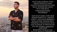 Rio Motret ajak peserta Miss Universe yang belum bersuara untuk tidak takut. (Dok: Instagram @riomotret)