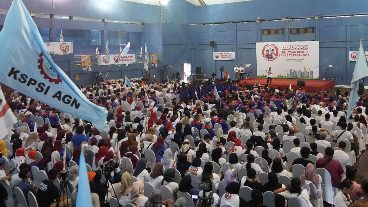 Relawan Buruh Deklarasi Dukungan, Pramono Yakin Menang Satu Putaran