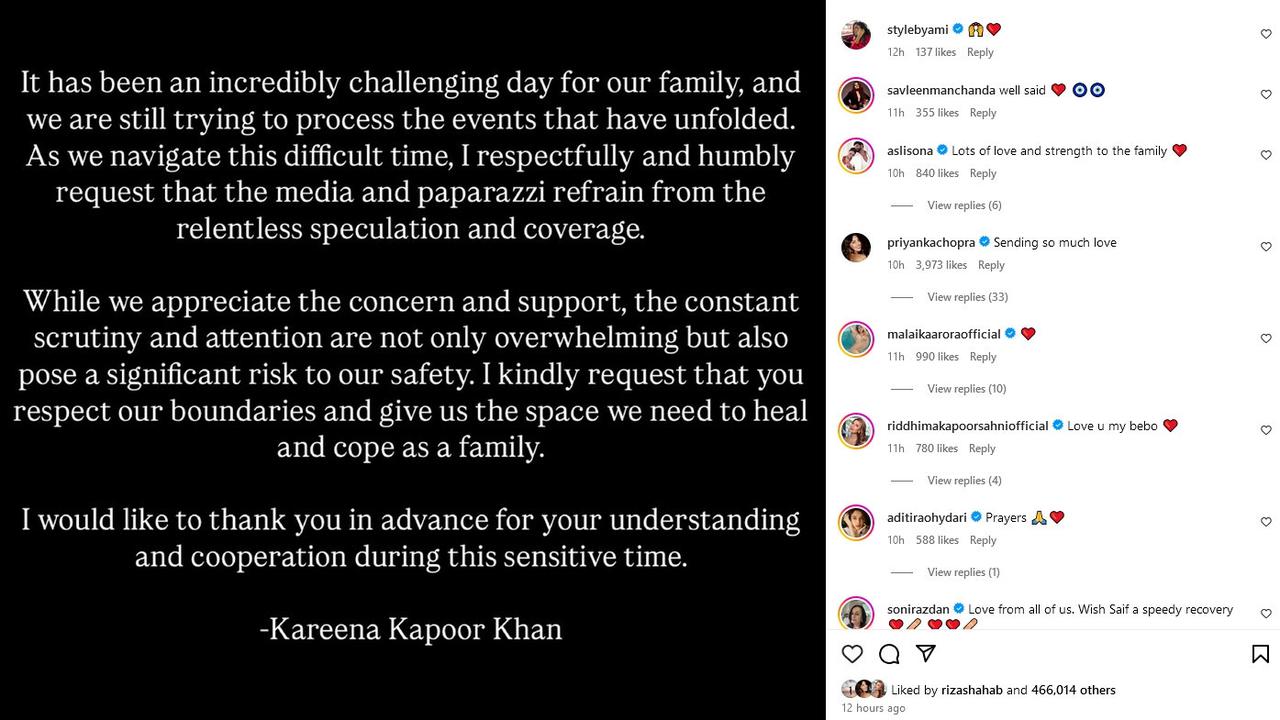 Pernyataan Resmi Kareena Kapoor Soal Penikaman Saif Ali Khan Oleh Perampok di Rumah Mereka