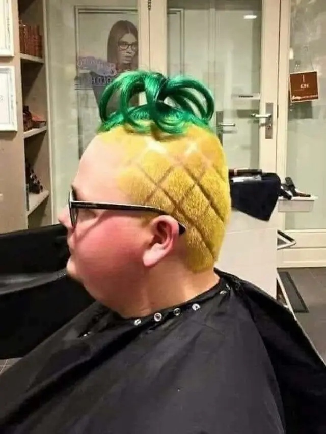 6 Potret Orang dengan Rambut Nanas Ini Gokil, Terinspirasi Rumah Spongebob