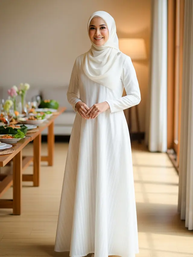 9 Model Gamis Putih Simple dan Elegan untuk Acara Syukuran, Tampil Anggun dan Bersahaja