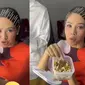 Andien Aisyah memperlihatkan isi kotak bekalnya yang terdiri dari camilan sehat. (Dok: TikTok @andienaisyah)