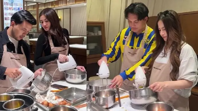 Potret Aaliyah Massaid dan Mahalini Ajak Suami Ikut Kelas Masak (credit: instagram/thariqhalilintar)