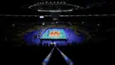 Suasana venue saat Brasil berahadapan dengan China pada laga Volleyball Nations League 2022 di Brasil, Minggu (12/6/2022). (AP/Eraldo Peres)