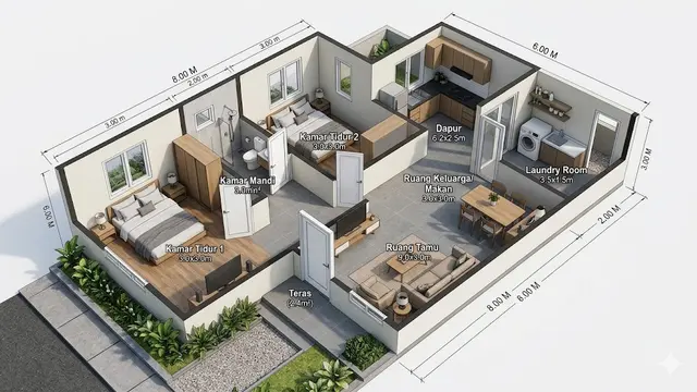 Ide Rumah Kecil dengan Laundry Room
