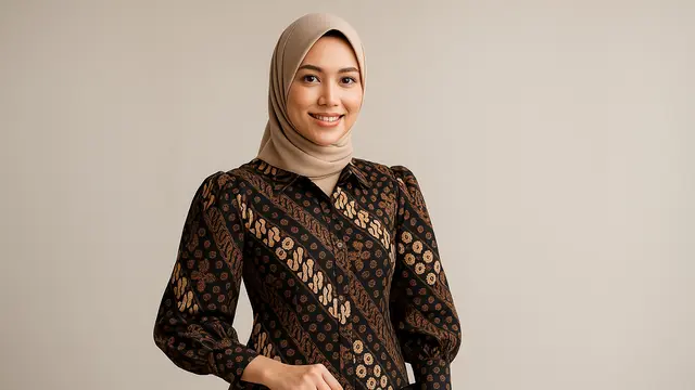 Model Baju Batik untuk Kerja Wanita Muslimah/Ilustrasi gambar oleh AI