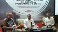 Wakil Kepala SKK Migas Nanang Abdul Manaf pada konferensi pers road to ICIOG 2023 di Jakarta (13/9/2023). SKK Migas kembali menggelar The International Convention on Indonesian Upstream Oil and Gas (ICIOG).