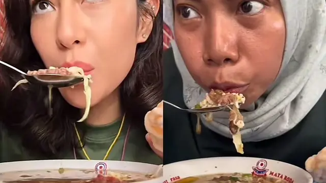 Viral Seorang Wanita Tirukan Gaya Dian Sastro Makan Soto, Dipuji Mirip Banget Ekspresinya (credit: TikTok.com/ @ocharosyita).