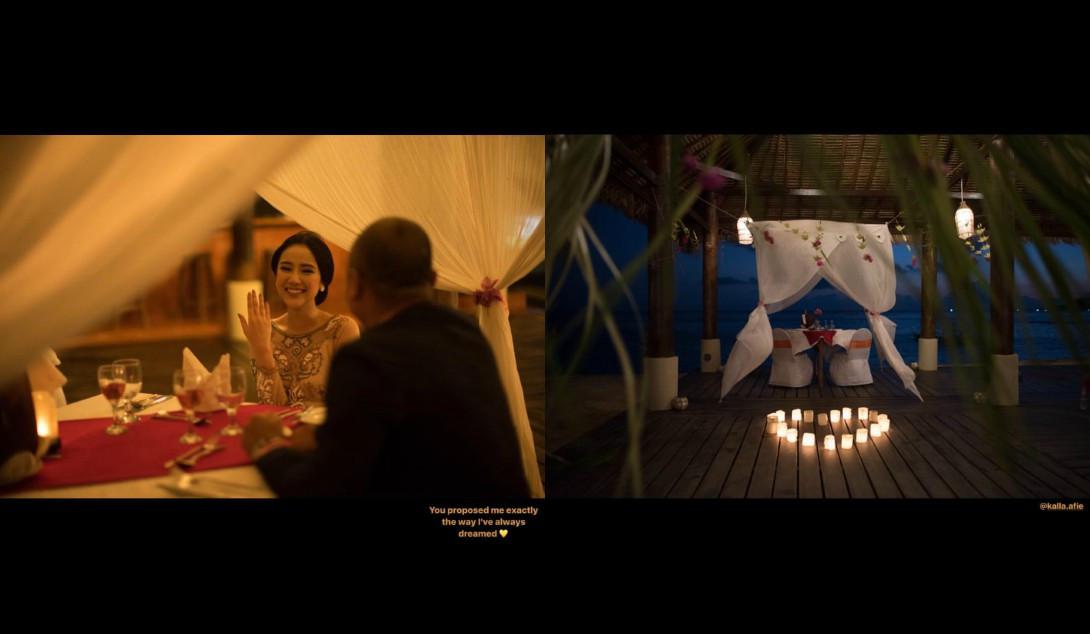 Afie Kalla melamar Tistha Nurma di pinggir pantai [foto:instagram.com/tisthanurma]