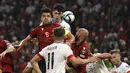 Gol pembuka kemenangan Albania dicetak Jasir Asani pada menit ke-9.  (AP Photo/Franc Zhurda)