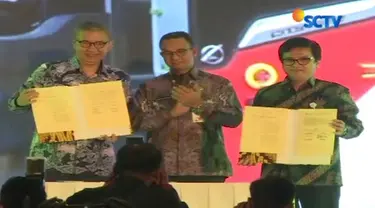 Gubernur DKI, Anies Baswedan, meresikan dimulainya proyek pembangunan rumah dengan DP Rp 0.