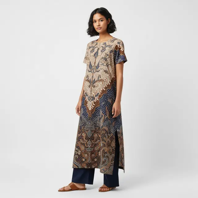 Batik Tunik Panjang untuk Menyamarkan Perut